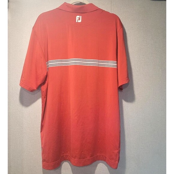 FOOTJOY Mens Red Golf Polo Shirt Size L Striped Short Sleeve Performance Top - Picture 5 of 5